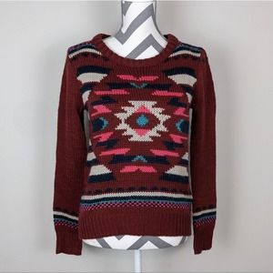 Hollister soft wool blend western tribal pattern knit sweater S